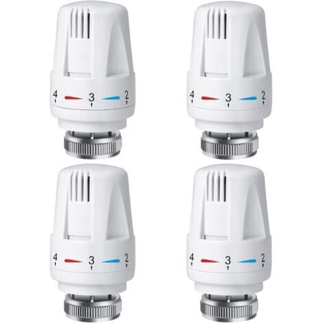 Aiperq 4 pezzi Testa termostatica per radiatore, TRV M30 x 1.5 Testa termostatica per radiatore, Valvola termostatica per radiatore, Valvole per radiatore per impianto di riscaldamento domestico e per (1/4)