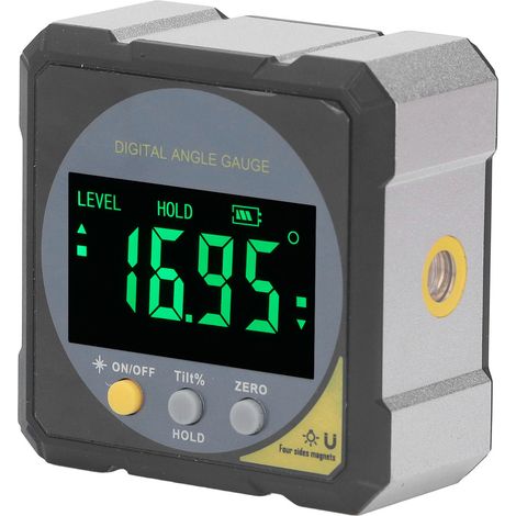 Niveau à angle numérique LCD rétroéclairé IP54 étanche, inclinomètre magnétique avec écran digital noir, mesure de pente précise pour chantier et bricolage. (1/5)