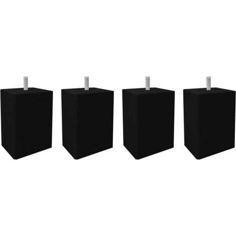 Lot de 4 pieds de meuble noir 10x7 carré bois de hêtre - PIEDS DE LIT (1/4)
