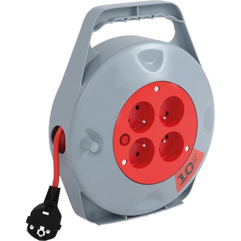 Debflex – Enrouleur électrique 10m – 4 prises – Indice de protection IP44 – Tension 230V – Puissance 3500W pour chantiers humides