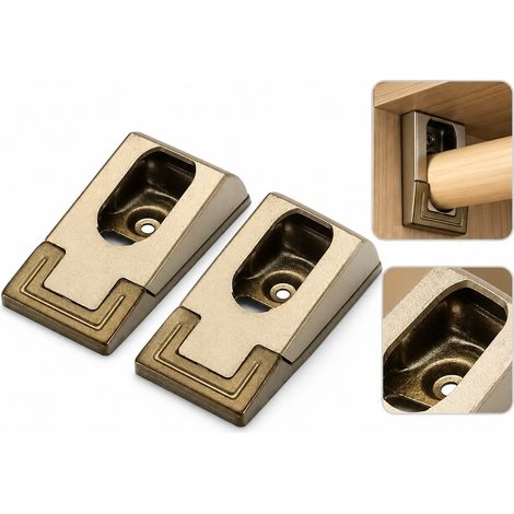 1 Pièce Support de Tringle en Alliage d'Aluminium Champagne, 8.3×4.4 cm, Platine pour Armoire (1/5)