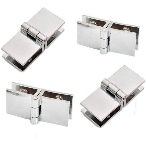 BUNTHAUS 4 pièces de charnières de porte en verre à 180 degrés, charnières de porte en verre, charnières de porte en verre en alliage de zinc, faciles à installer, adaptées aux vitrines, caves à vin