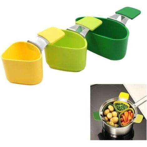 Passoire Pliable en Silicone - Vapeuranneau - 3 pièces - 85/116/147mm - Acier inoxydable - Design Contemporain (1/4)