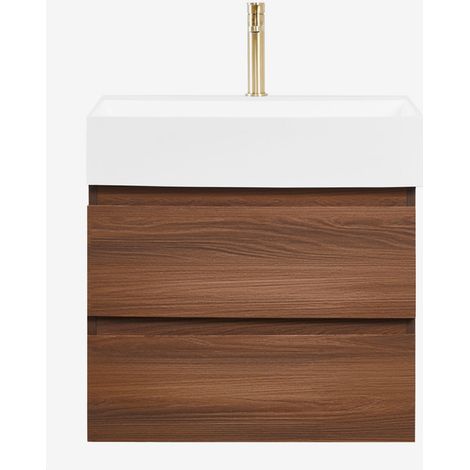 Conjunto de mueble de baño en madera y chapa de fresno con lavabo integrado Ona SKLUM              (1/5)