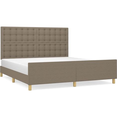 Lit avec tête de lit Taupe 180x200 Tissu 2 (1/5)