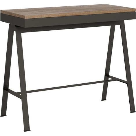 Consolle allungabile 90x40/196 cm Banco Small Evolution Quercia Natura telaio Antracite (1/4)