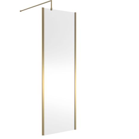 Balterley Wetroom Screen with Support Bar, 700mm, Brushed Brass