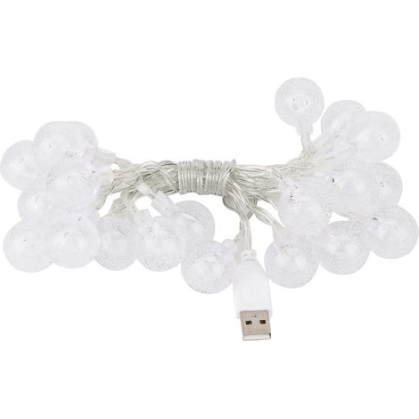 Guirlande Lumineuse LED - 20 Ampoules Métalliques - 2 Mètres - Alimentation USB - Extérieur Intérieur - IP43 - Pour Décoration Maison Cour Jardin Fêtes