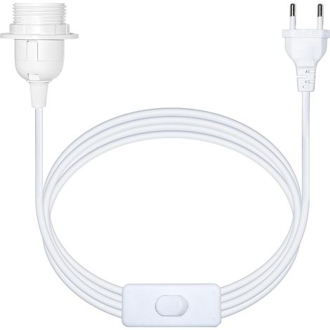 E27 White Socket with 5 m Cable for High Lamp - Pendant Light with Switch and Socket - Lamp Holder with Ring for Shade Attachment (1/5)