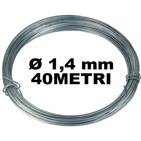 TrAdE Shop Traesio - Bobina Matassa Filo Ferro Filato Cromato Diametro 1,4mm Per 40 Metri -