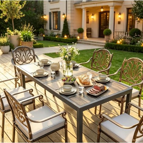 Table de jardin 140 x 80 x 72 cm gris foncé acier galvanisé (1/5)