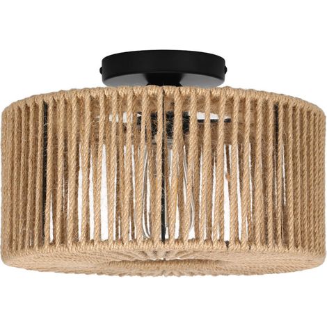 Zoternen Plafonnier en rotin suspendu, plafonnier avec abat-jour en rotin, plafonnier vintage en bambou, plafonnier rustique en rotin pour salon chambre cuisine couloir (1/5)