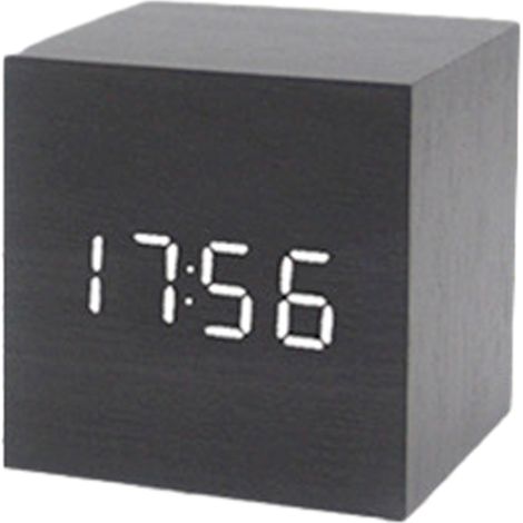 Réveil numérique, affichage électronique de l'heure par LED, double alarme, mini-horloge électrique cubique en bois, style 1 (1/5)