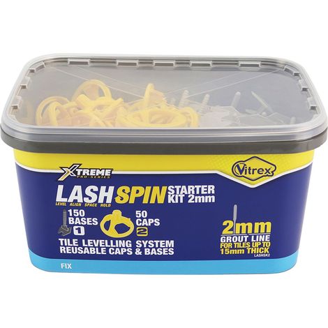 Vitrex LASHSPIN Tile Levelling Starter Kit 2mm - 150 Bases & Caps