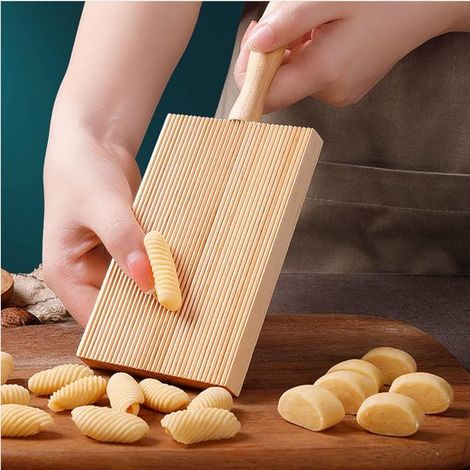 Tabla para ñoquis,de madera,utensilio para hacer ñoquis de una pieza,tabla para macarrones,espátula de madera para ñoquis,utensilios para pasta (1/5)