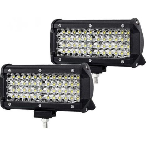 7" LED-Arbeitsscheinwerfer (Paar), 144 W, 14400 lm, 6000 K, Traktorscheinwerfer, LED-Leiste, 4x4-Nebelscheinwerfer, 4-reihiger 8D-Spot-Scheinwerfer, Motorrad-LED-Projektor, Boot-LKW (1/4)