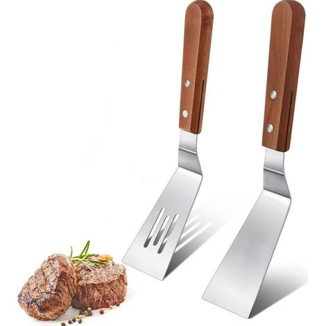 Deux spatules - ustensiles de cuisine - acier inoxydable - avec lame de spatule (1/5)