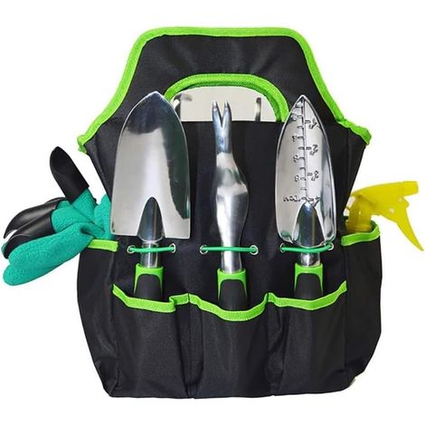 Outils de Jardin Kit Jardinage Ensemble d'outils de Jardin, Outil en Alliage d'aluminium et de magnésium 6 pièces + Sac + Gant + Bouilloire, Ciseaux à Pelle à bonsaï avec Coffrets Cadeaux de Jard (1/4)