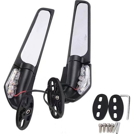 Specchietto retrovisore per moto con illuminazione integrata, spoiler regolabile, specchietto retrovisore modificato.