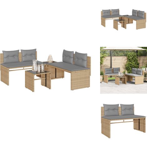 Salon de jardin avec coussins 4 pcs beige résine tressée - Ensemble Salon De Jardin - Salon De Jardin Beige - Mobilier De Jardin Résistant Aux Intempéries - Meubles De Jardin Design - Set Salon De Jar (1/5)