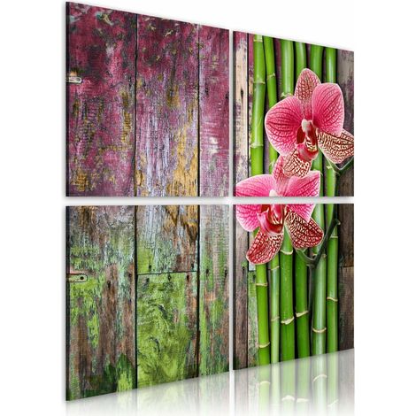 Tableau bambou et orchidée - 60 x 60 cm (1/4)