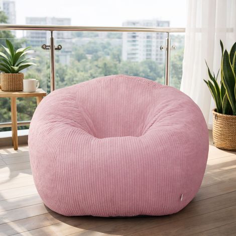 Fauteuil Pouf Rondelle 110 cm – Rose – Pouf Poire Design Ultra Confortable pour Intérieur, Extérieur et Relaxation