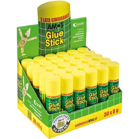 Colla stick Amos per uso scolastico e in ufficio, 8 g, 30 pezzi espositivi (1/3)