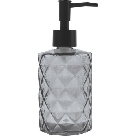 Distributeur de savon en verre transparent, modèle QUINCY, pour fixation murale ou comptoir, pièce unique, accessoire de salle de bain pratique et élégant (1/3)