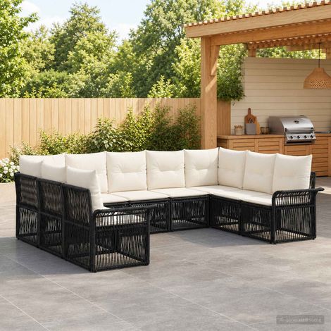 Set Divano da Giardino 9 pcs Nero polyrattan vidaXL (1/5)