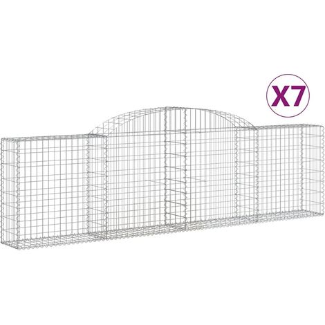 Paniers à gabions arqués 7 pcs  Mur en gabion 300x30x80/100 cm fer galvanisé
