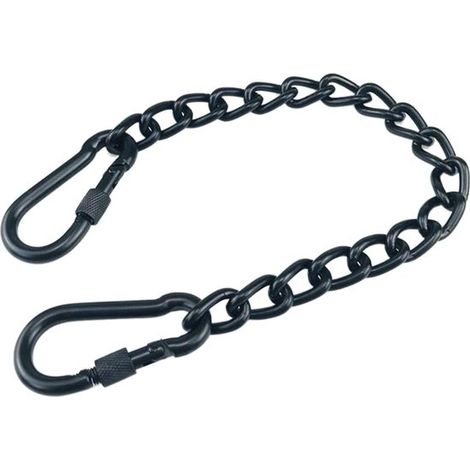 Collar con dos mosquetones,Sistema de suspensión para silla colgante,Cadena portátil de acero inoxidable,Negro,66 cm (1/5)