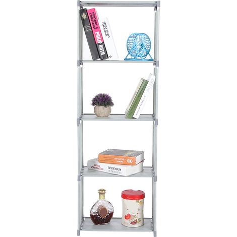 Étagère simple, armoire, étagère de rangement, étagère combinée créative, bibliothèque sur pied, grise (1/5)