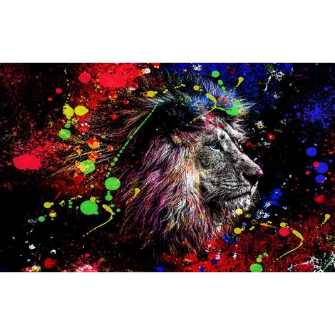 Tableau Lion graffiti pop art - 80x50cm - made in France (1/5)