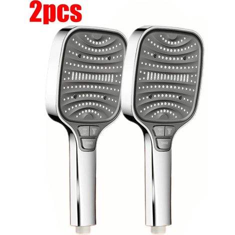(Argent, lot de 2) Pommeau de douche turbo pressurisé à 8 jets, grand panneau de 12 cm, économe en eau, filtre ABS épais anti-explosion (1/5)