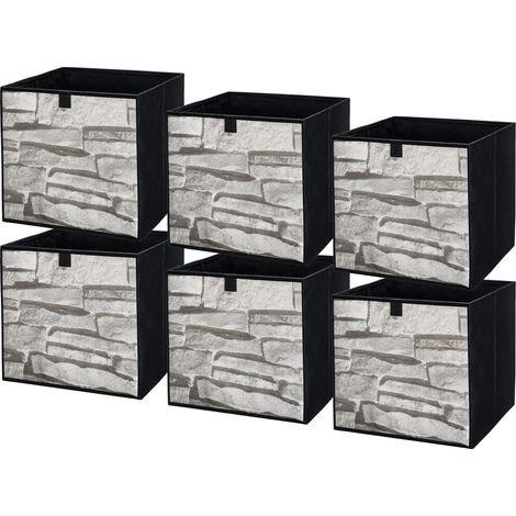 Boîte textile 31x31x31 Pierre - Lot de 6