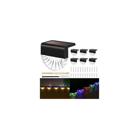 Lampe Solaire Extérieur Jardin, Éclairage mural d'extérieur Led,6pack Blanc chaud + couleur RVB, lumières de clôture solaire pour Mur, Clôture, Terrasse, Jardin, Chemin [Classe énergétique A+++] (1/5)