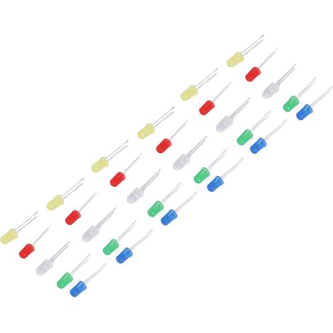 Kit d'assortiment de 1000 diodes électroluminescentes (LED) rondes de 5 couleurs et de 5 mm (1/5)