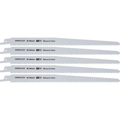 Reciprocating Saw Blade Wood & Nail 230mm Length 6tpi Bi Metal Pack of 5 (1/3)