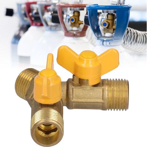 Robinet à boisseau sphérique 3 voies pour gaz combustible G1/2 Filetage mâle Raccord d'interrupteur de gaz naturel pour dispositif de gaz combustible-- (1/5)