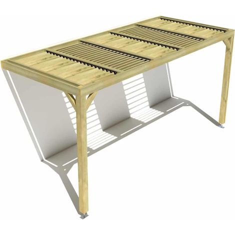 Pergola bois • 5m x 2m • adossée • sens profondeur • lames orientables bioclimatiques incluses • livraison comprise (1/3)