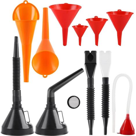 Lot de 11 entonnoirs flexibles pour vidange d'huile, cuisine et auto (1/5)