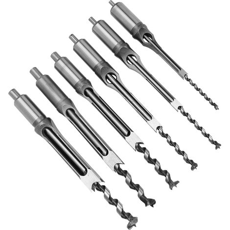 6 Pièces Mèche à Mortaiser Carrée, Foret Trépan pour Bois, Outil de Menuiserie (1/5)