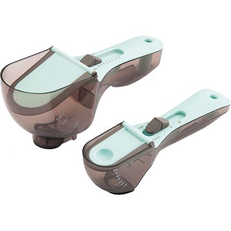 Lot de 2 Pelle à Mesurer Multifonctionnelle, Usage Multiple Cuisine Tasse à Mesurer, Ensemble Cuillères à Mesurer Réglables, pour Mesure Précise ingrédients Secs et Liquides, Nourriture pour Animaux (1/5)