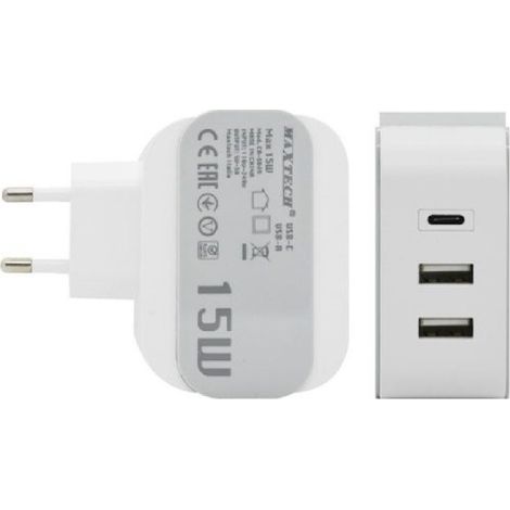 Trade Shop - HOME WAND LADEGERÄT DUAL USB PORT 1X USB-C TYPE-C LADEN 15W 3A CA-S049 - (1/3)