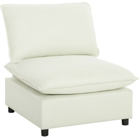 Fauteuil de salon, canapé 1 place moderne sans accoudoirs avec assise large, coussins épais, 146x85x78cm, crème (1/5)