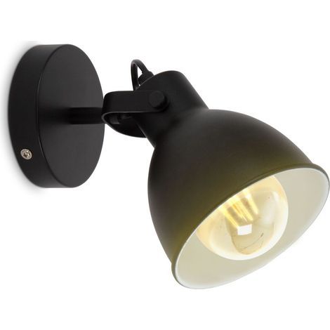 Applique murale LED orientable design rétro industriel 172x130x170mm ronde 1xE27 max 10W lumière blanche chaude noir blanc lampe murale salon chambre couloir (1/5)