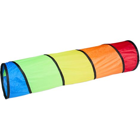 Relaxdays Spieltunnel, farbenfroher Krabbeltunnel, Kinder, B x D: 180 x 46 cm, robuster Pop-up Tunnel, Polyester, bunt