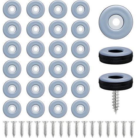 24 piedini antiscivolo a vite (diametro 30 mm) in PTFE (Teflon), ideali per pavimenti in legno, moquette e come protezioni per pavimenti. (1/5)