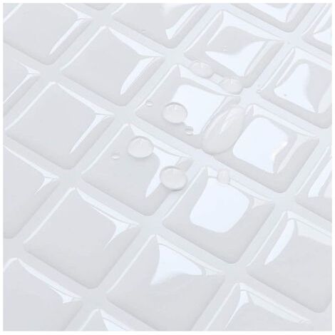 Self-Adhesive Tile Wallpaper Small White Plaid 24 x 24 cm Mosaic Style Wall Sticker Decorative Waterproof Film for Bathroom and Kitchen Wall Tiles (1/4)