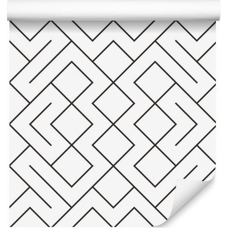 Carta da parati bianca con motivo geometrico per soggiorno e camera da letto, 50x1000 cm (1/5)